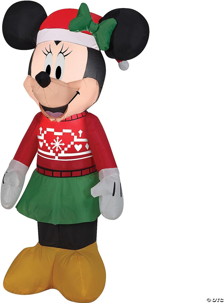 3.5' Gemmy Airblown Inflatable Disney Minnie Mouse in Christmas Sweater Yard Decoration 110647